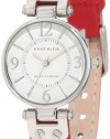 Anne Klein Women's 109443WTRD Silver-Tone White Dial and Red Leather Strap Watch