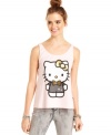 You had me at hello: flaunting a cool, colorblocked back design and a print of the world's favorite feline, this Hello Kitty tank top is all about fun, graphic style.