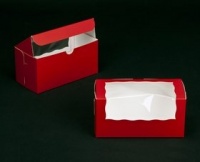 Dress My Cupcake Double Standard Red Cupcake Box and Holder (With Window), Set of 100 - Holder, Box, Carrier, Display