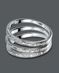 Sweet, stackable style with a hint of sparkle. This trendy, three ring set by Victoria Townsend features sterling silver bands accented with seamless rows of diamond accents. Size 7.