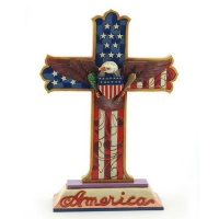 Enesco Jim Shore Heartwood Creek Patriotic Red/White/Blue Cross Figurine, 8-1/4-Inch