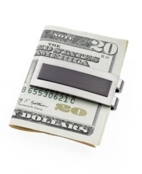 A sleek way to stash your cash, this brushed rhodium money clip from Kenneth Cole keeps it all together.