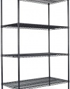 Alera SW504824BL Industrial Wire Shelving Starter Kit, 4 Shelves, 48w x 24d x 72h, Black