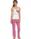 Hello Kitty Juniors Dot Pajama Set, White/Pink, Small