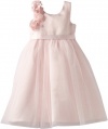 Us Angels Girls 2-6X Empire Dress with Cascade Of Rosettes, Blush Pink, 4T