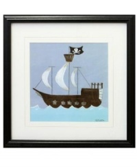 Avast! With the Jolly Roger flying high, this menacing pirate ship print is something adventure-seeking youngsters will treasure. Matted and framed, it's ready to hang.