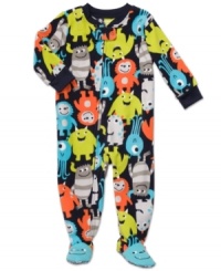 Microfleece monsters. It's scary how sweet he looks in this adorable fleece sleeper from Carter's.