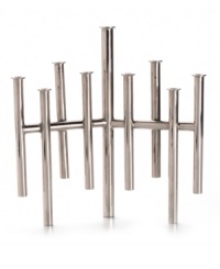 Celebrate for more than eight days with the Skyline menorah by Jonathan Adler. Polished nickel updates the traditional Hanukkah candle holder for a look of year-round cool.