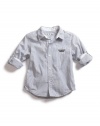 GUESS Kids Boys Rogue Shirt with Roll-Up Sleeves, LIGHT GREY (12/14)