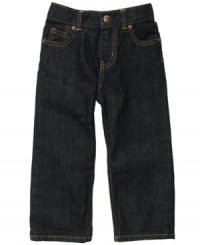 Osh Kosh will give him big boy style with these classic jeans, made even more stylish with a deep, dark wash.