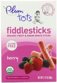 Plum Organics Tots Fiddlesticks Snack Sticks, Berry, 2.12-Ounce Boxes (Pack of 6)