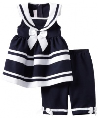 Bonnie Baby Girls Newborn Navy Nautical Pant Set, Blue, 3-6 Months