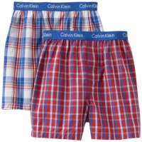 Calvin Klein Underwear Boys 2-7 2 Pack Woven, Plaid, Medium/8-10