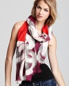 Plan your outfit around this bright red and purple scarf from DIANE von FURSTENBERG, featuring an oversized chain print.