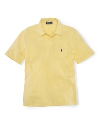 An adorable pocketed polo shirt is crafted from super-soft cotton jersey for a breathable, comfy fit.