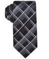 A funky grid pattern gives this silk tie from Alfani a uniquely handsome look.