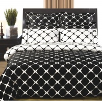 Black and White Bloomingdale 4pc Full / Queen Comforter Set 100 % Egyptian Cotton 300 Thread Count by Royal Hotel