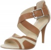 Calvin Klein Women's Zahara Linen/Calf Ankle-Strap Sandal