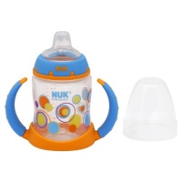 NUK Trendline Silicone Spout Learner Cup, Blue/Orange Dots, 5-Ounce