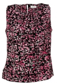 Calvin Klein Women's Printed Sleeveless Blouse Small Pink/Black [Apparel]