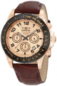 Invicta Men's 10711 Speedway Chronograph Rose Dial Brown Leather Watch