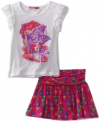 Energie Girls 7-16 Graphic Tee And Skort Set, Pink, Small