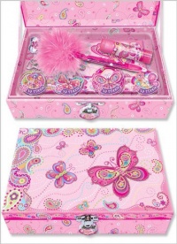 Pecoware / Trinket Box with Accessories & Lock, Fancy Butterfly