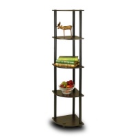 Furinno 99811EX/BK 5-Tier Corner Rack Display Shelf, Dark Espresso