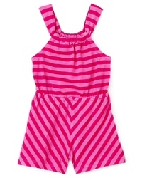 Time to lighten up her wardrobe. Sunny stripes spell F-U-N for Little Ella's sleeveless cotton romper.