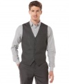 For a night out on the town, this vest by Perry Ellis worn with a button front shirt upgrades your ordinary blah style to  a fun and modish style.