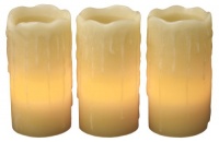 Gerson Everlasting Glow Flameless Wax Candles with Drip Effect, Ivory, 4 x 2, Set of 3