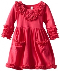 Love U Lots Baby-Girls Infant Pocket T-Dress with Ruffles and Flowers, Sangria, 18 Months