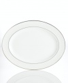 Modern yet timeless, this fine china platter is sure to satisfy the style-hungry host. From Lenox dinnerware, the dishes from the Opal Innocence Stripe collection are simply dressed in cream and white stripes and finished with a polished platinum trim, creating an ultra-chic setting to enjoy celebratory meals.