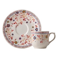 Delicate, swirling florals in a rich, warm palette add artful brightness to these weighty, durable earthenware dishes from Gien France.