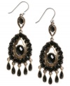 Understated elegance. This pair of chandelier earrings from Lucky Brand is crafted from gold-tone mixed metal with glass and simulated accents to add a touch of sophistication. Approximate drop: 3 inches.