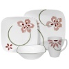 Corelle Pretty Pink Square 16-Piece Dinnerware Set, Service for 4