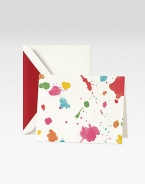 Make a splash with this colorful set of notecards, printed on fluorescent white cotton paper with front and back paint splatters and matching envelopes.Includes 10 cards and 10 lined envelopesBlank insideHigh-quality, fluorescent white cotton paperEach, about 5W X 6HMade in USA