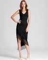 A cutting-edge take on the perennial LBD, this BCBGMAXAZRIA dress works a striking asymmetrical silhouette with a skin-revealing cutout back.