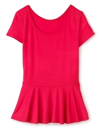 A touch of peplum ruffles at the hem updates this cap sleeve tee from Aqua.