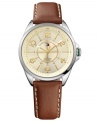 The look of supple leather makes this accurate watch from Tommy Hilfiger one to admire.