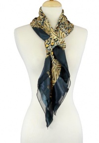 Large Square Safari Cheetah Satin Stripe Scarf Scarf Colors: Yellow