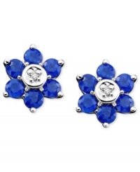 Add a little springtime cheer to your ears. These beautiful 14k gold earrings are studded with round-cut sapphires (1-1/10 ct. t.w.) and diamond accents.