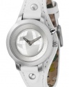 Fossil Women's BG2199 White Leather Strap Silver Big Tic Analog-Digital Dial Watch