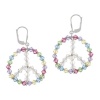 Sterling Silver Swarovski Elements Multi-Colored Circle with Aurorae Boreale Peace-Sign Center Lever Back Earrings