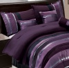 7 PC Modern PURPLE BLACK SILVER Chenille Comforter Set / BED IN A BAG - QUEEN SIZE BEDDING