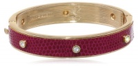 Anne Klein Dalton Gold-Tone Cranberry Leather Thin Bangle Bracelet