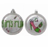 Set of 2 Glass Girls Rule Painted Christmas Ornaments; White, Hot Pink & Lime Green