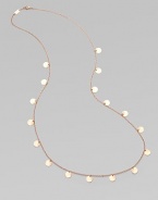 From the Ippolita Rosé Collection. A long, graceful chain sprinkled with delicate discs of 18k gold and sterling silver, richly finished with the subtle glow of 18k rose goldplating. An alloy of 18K gold and sterling silver plated with 18K rose gold Length, about 37 Lobster clasp Imported