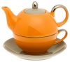 Yedi Houseware Classic Coffee and Tea Siena Tea For One with Saucer, Orange/Light Grey