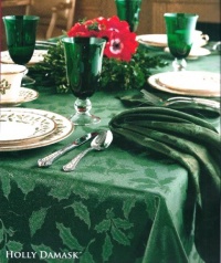 Lenox Holly Damask 60-by-84-Inch Tablecloth, Green